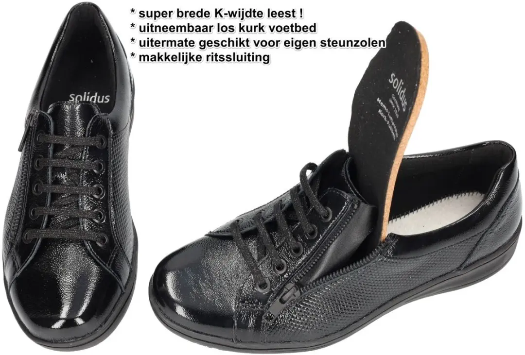 Solidus -Dames - zwart - sneakers - maat 39.5 - afbeelding 6 van 6