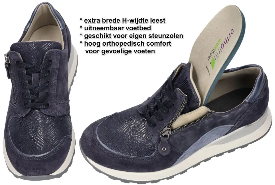 Waldläufer Hiroko Dames Veterschoenen - Donkerblauw - Maat 42 - afbeelding 3 van 4