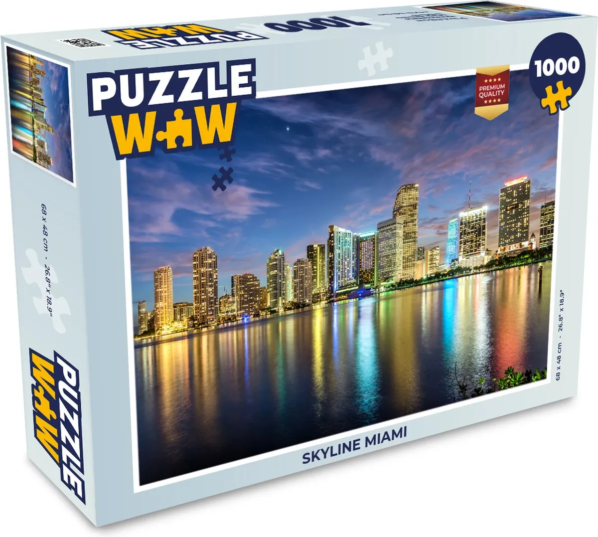 PuzzleWow Skyline Miami Legpuzzel 1000 Stuks - Multicolor