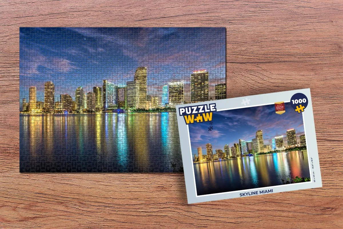PuzzleWow Skyline Miami Legpuzzel 1000 Stuks - Multicolor