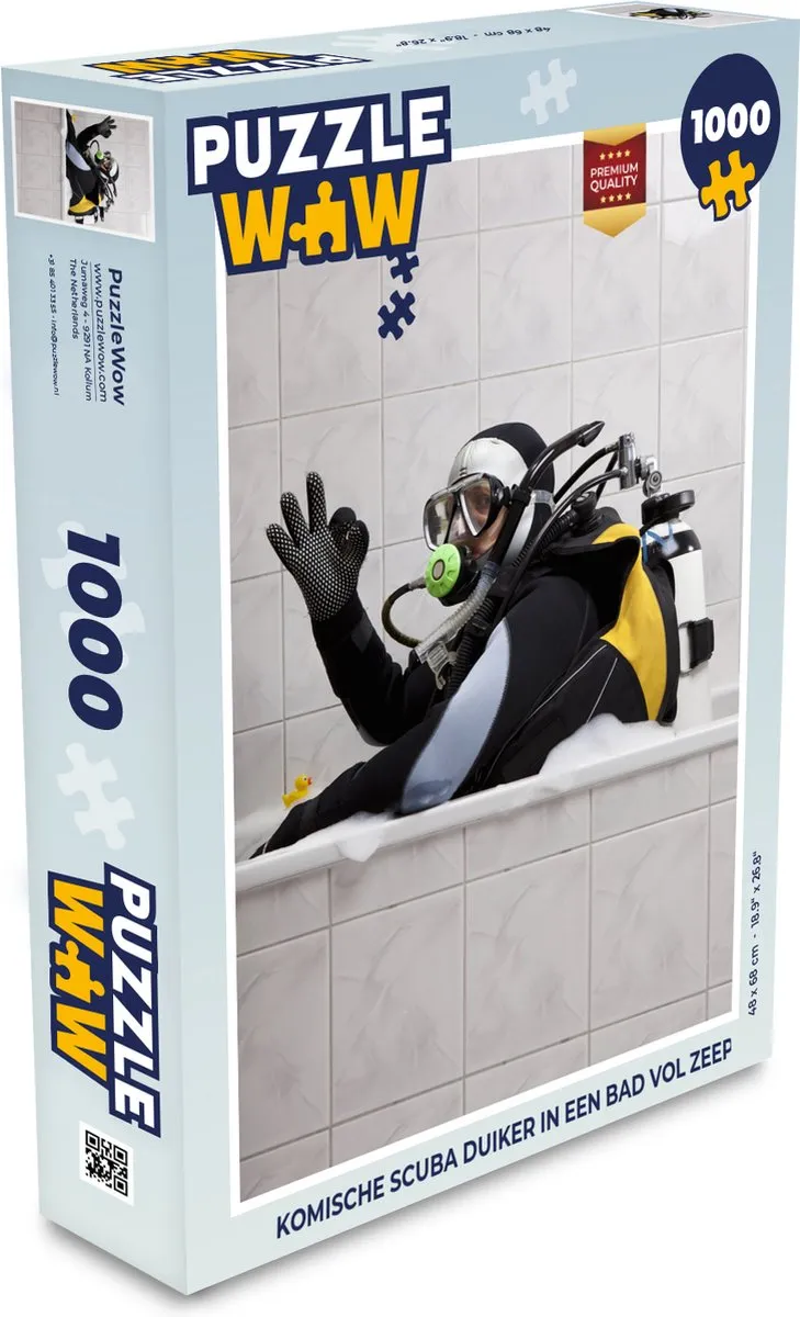 PuzzleWow Legpuzzel Komische Scuba Duiker 1000 Stuks - Multicolor