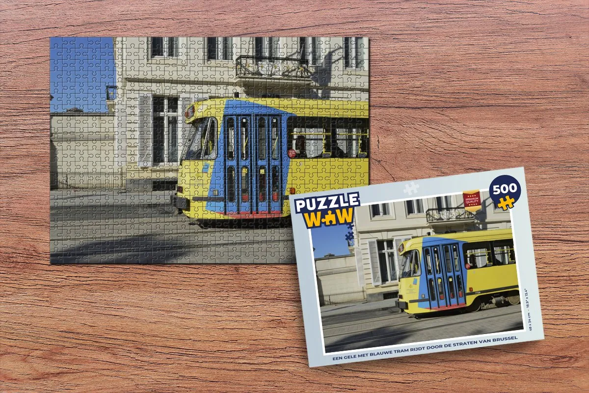 PuzzleWow Legpuzzel Brussel Tram 500 Stuks - Multicolor