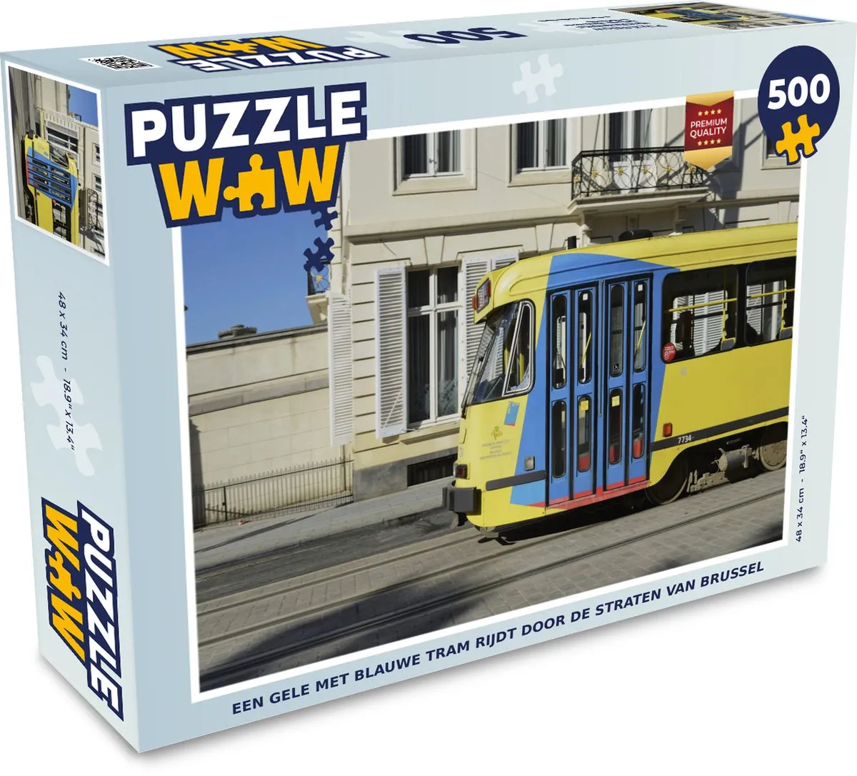 PuzzleWow Legpuzzel Brussel Tram 500 Stuks - Multicolor