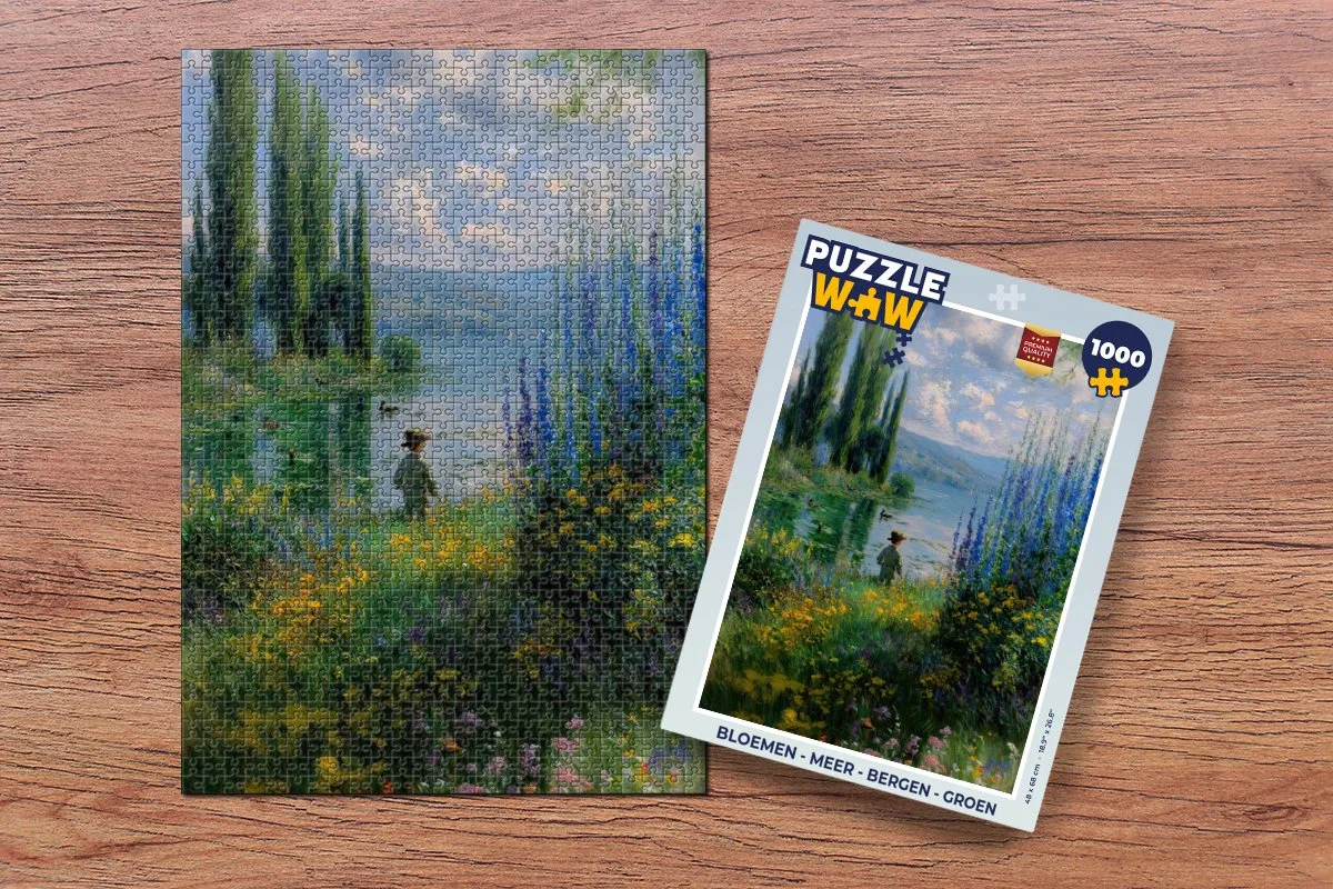 PuzzleWow Bloemen Meer Bergen Legpuzzel 1000 Stuks