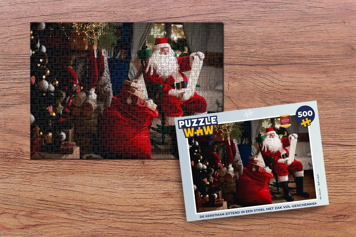 PuzzleWow Kerstman Zittend Stoel Legpuzzel 500 Stuks - Multicolor