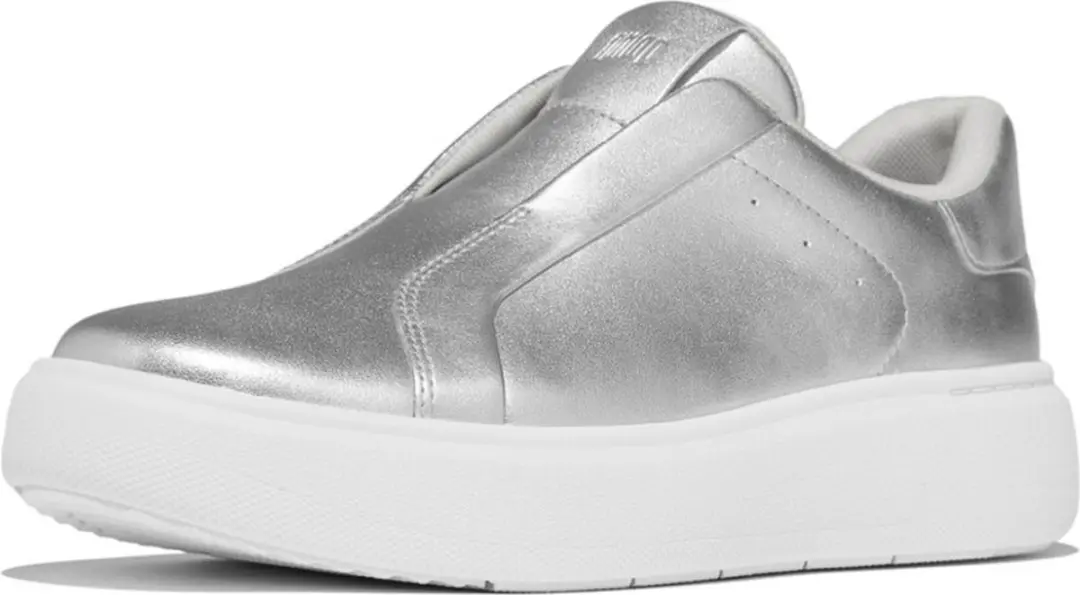 FitFlop FitFlop Rtg Leather Laceless Sneakers ZILVER - Maat 36