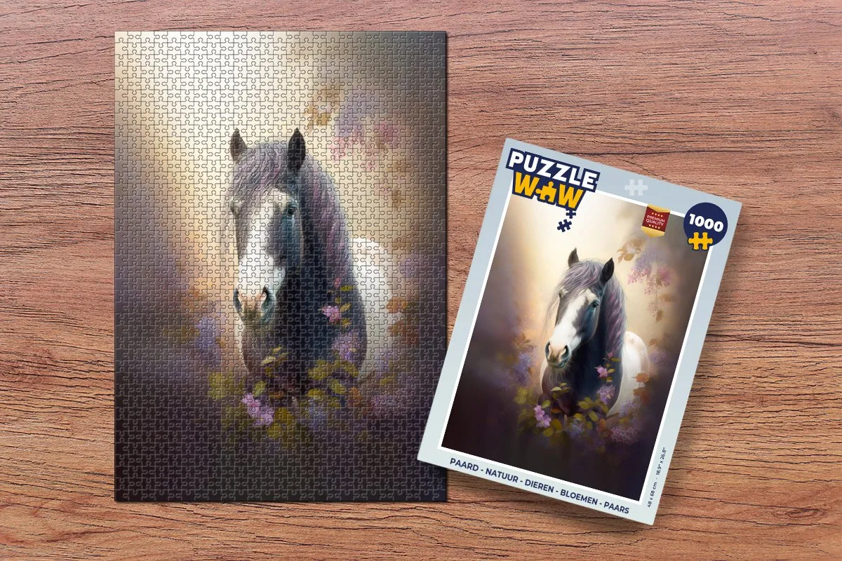 PuzzleWow Natuur Dieren Bloemen Paard Legpuzzel 1000 Stuks - Multicolor