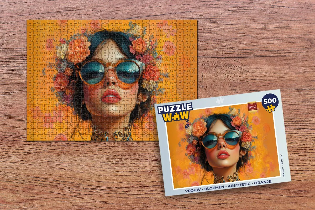 PuzzleWow Vrouw Bloemen Legpuzzel 500 Stuks - Oranje