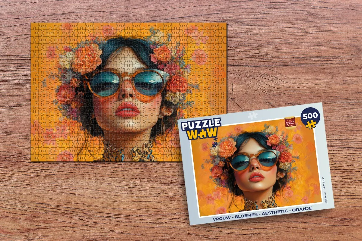 PuzzleWow Vrouw Bloemen Legpuzzel 500 Stuks - Oranje
