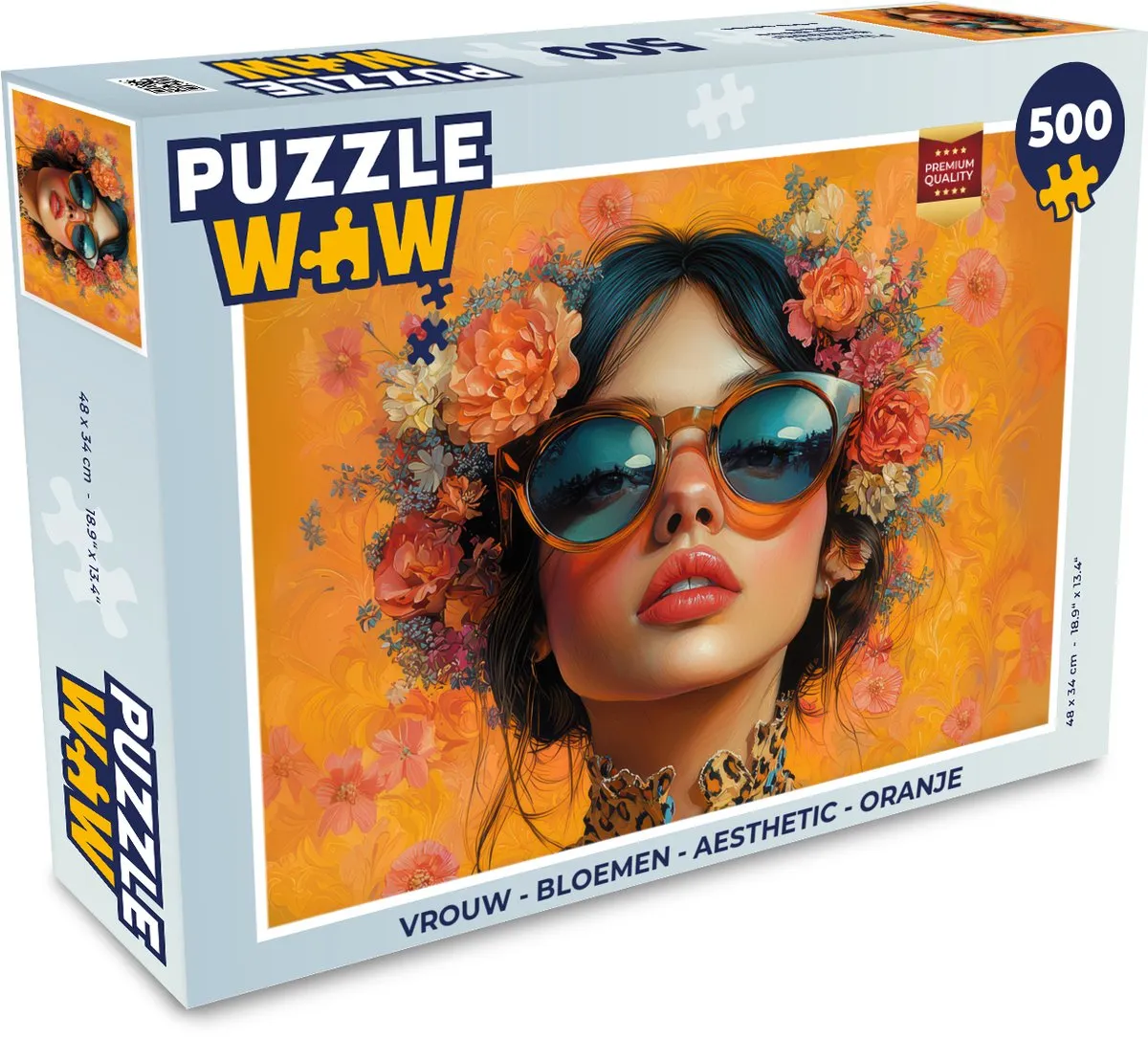 PuzzleWow Vrouw Bloemen Legpuzzel 500 Stuks - Oranje