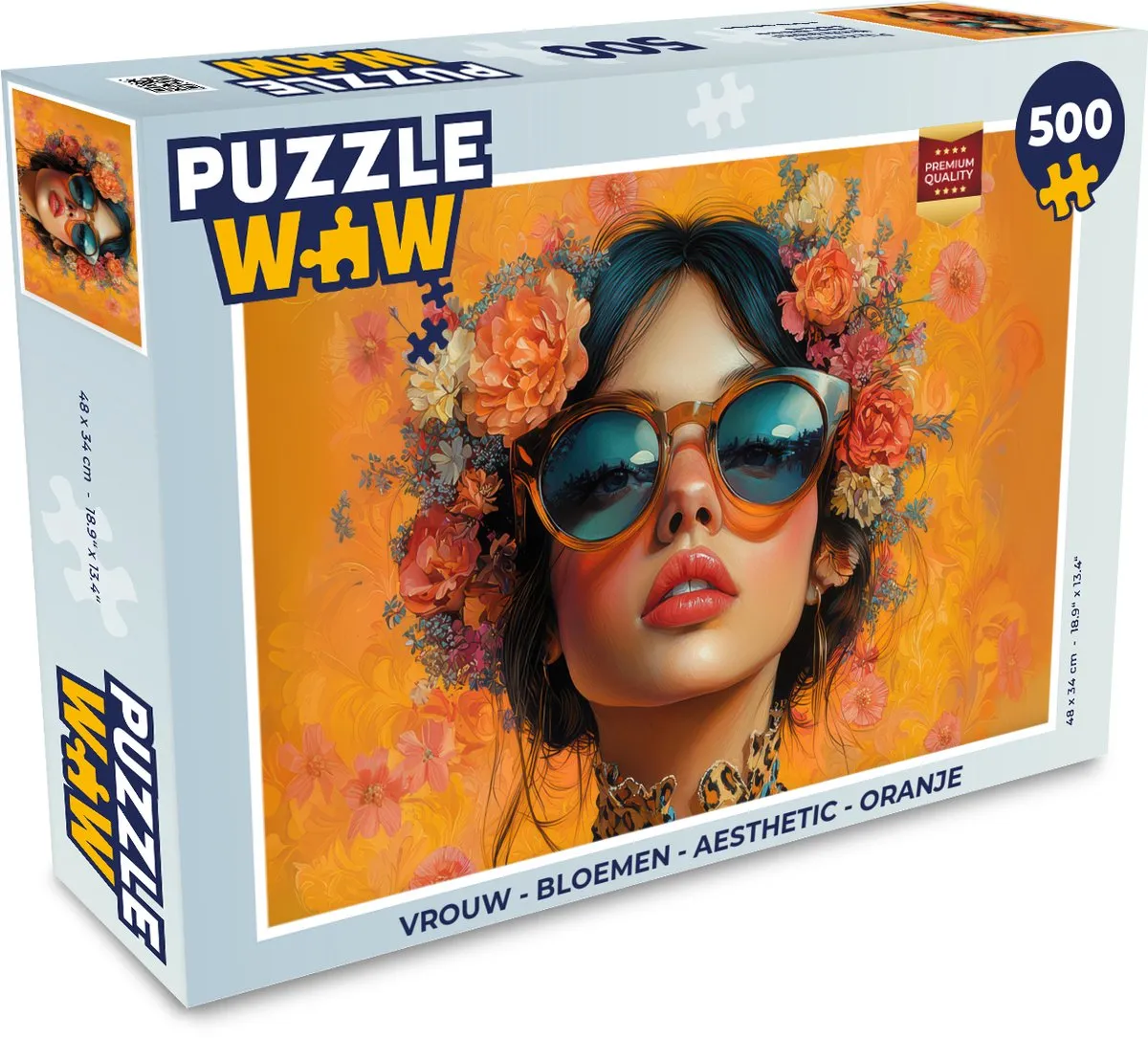 PuzzleWow Vrouw Bloemen Legpuzzel 500 Stuks - Oranje