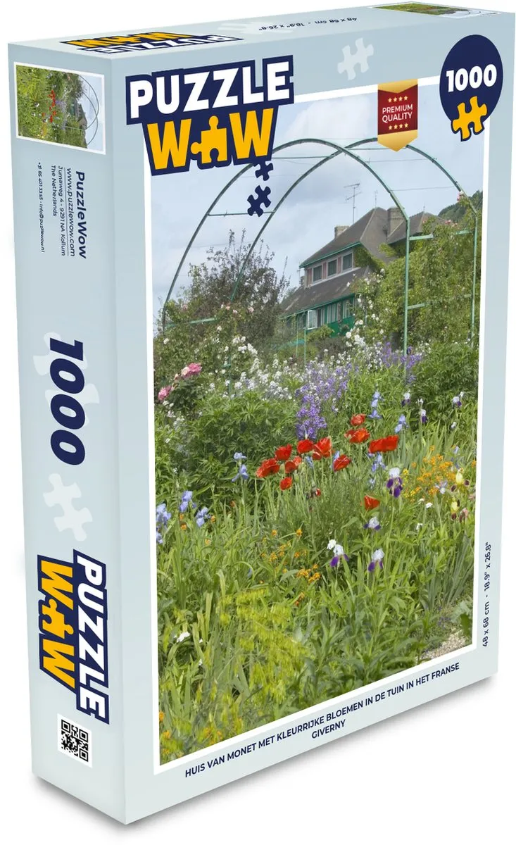 PuzzleWow Monet Franse Tuin Legpuzzel 1000 Stuks - Multicolor