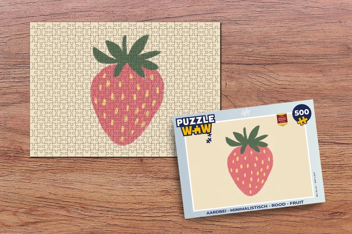 PuzzleWow Minimalistische Aardbei Legpuzzel 500 Stuks - Rood