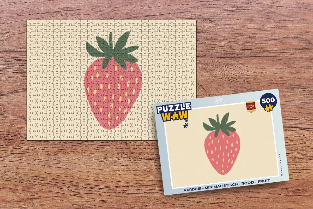 PuzzleWow Minimalistische Aardbei Legpuzzel 500 Stuks - Rood
