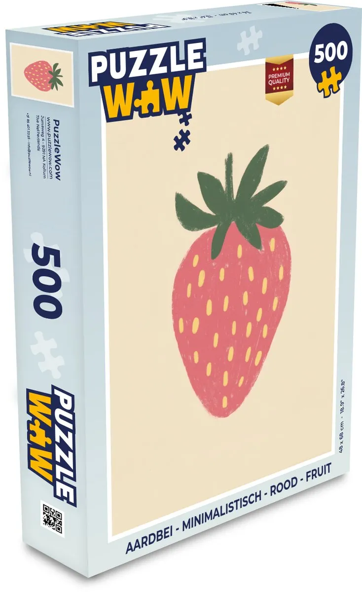 PuzzleWow Minimalistische Aardbei Legpuzzel 500 Stuks - Rood