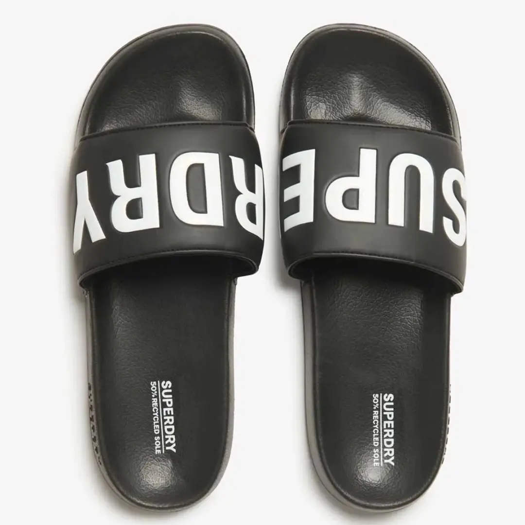 Superdry Core Vegan Heren Badslippers - 40/41 - Black/White - afbeelding 6 van 6