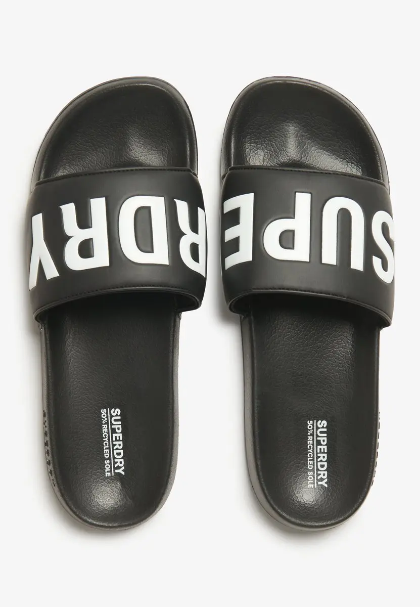 Superdry Core Vegan Heren Badslippers - 40/41 - Black/White - afbeelding 4 van 6