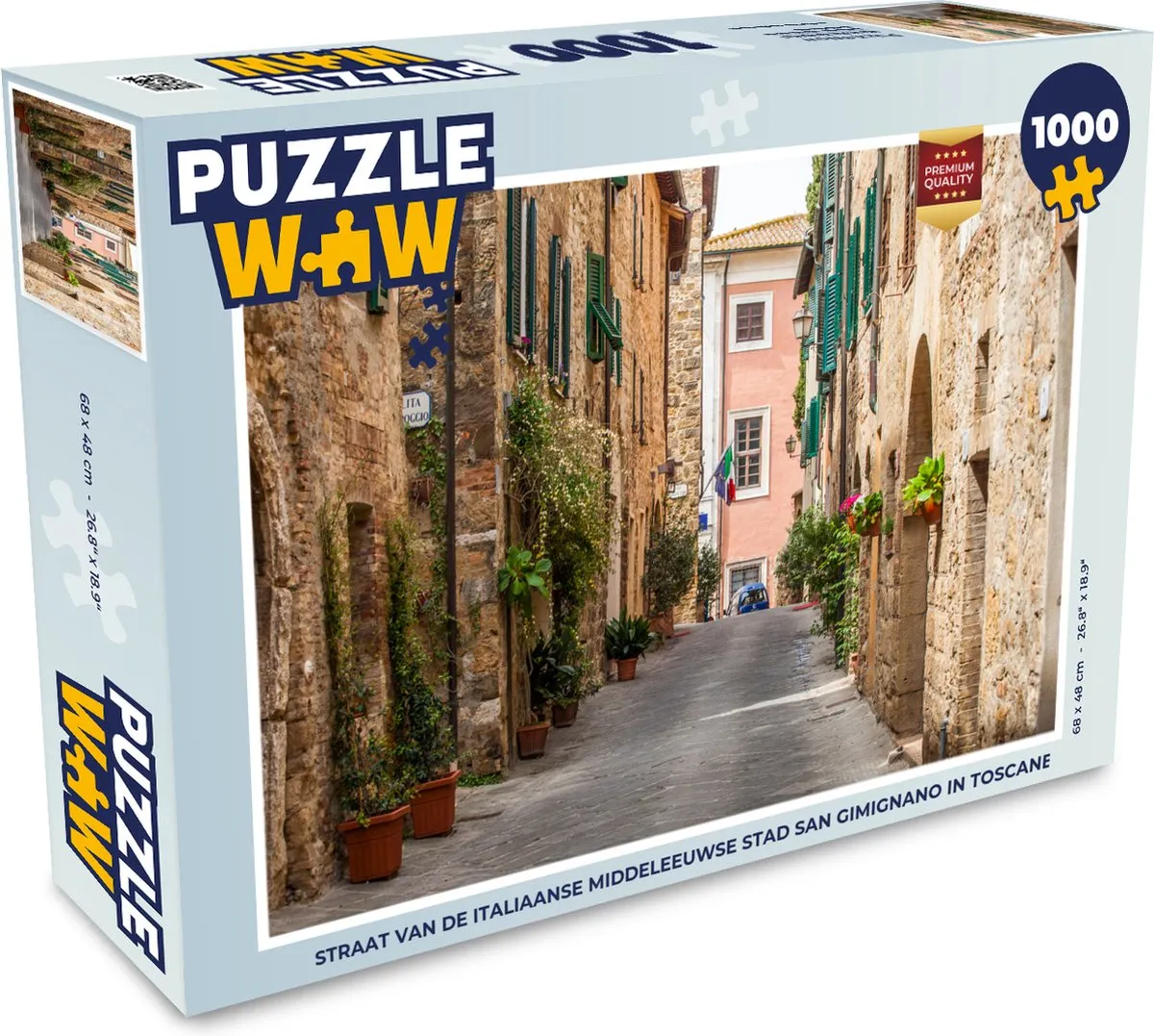 PuzzleWow Straat San Gimignano Legpuzzel 1000 Stuks - Multicolor