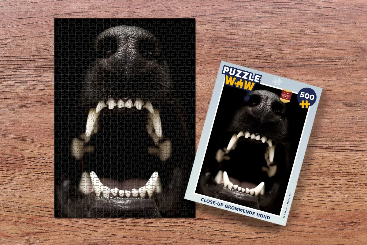 PuzzleWow Close-up Grommende Hond Legpuzzel 500 Stuks - Multicolor