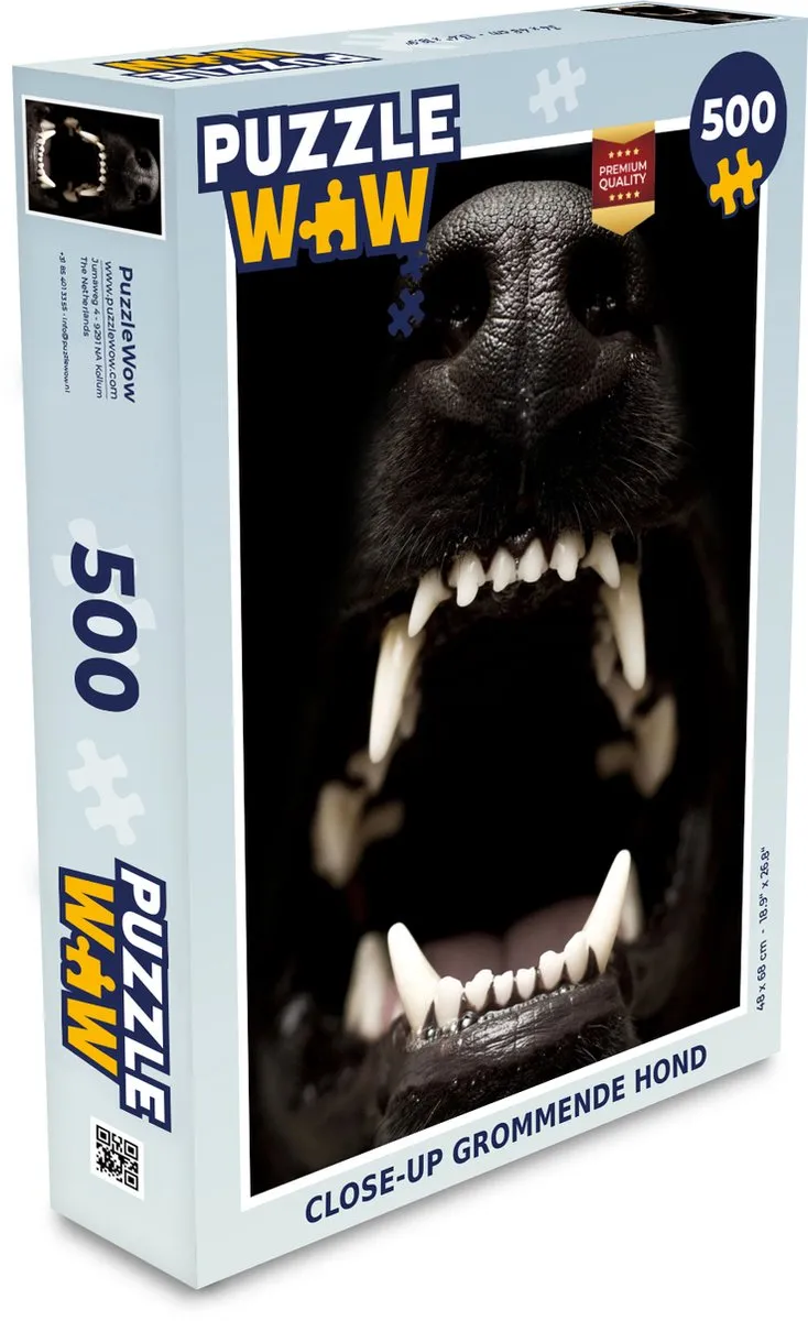 PuzzleWow Close-up Grommende Hond Legpuzzel 500 Stuks - Multicolor