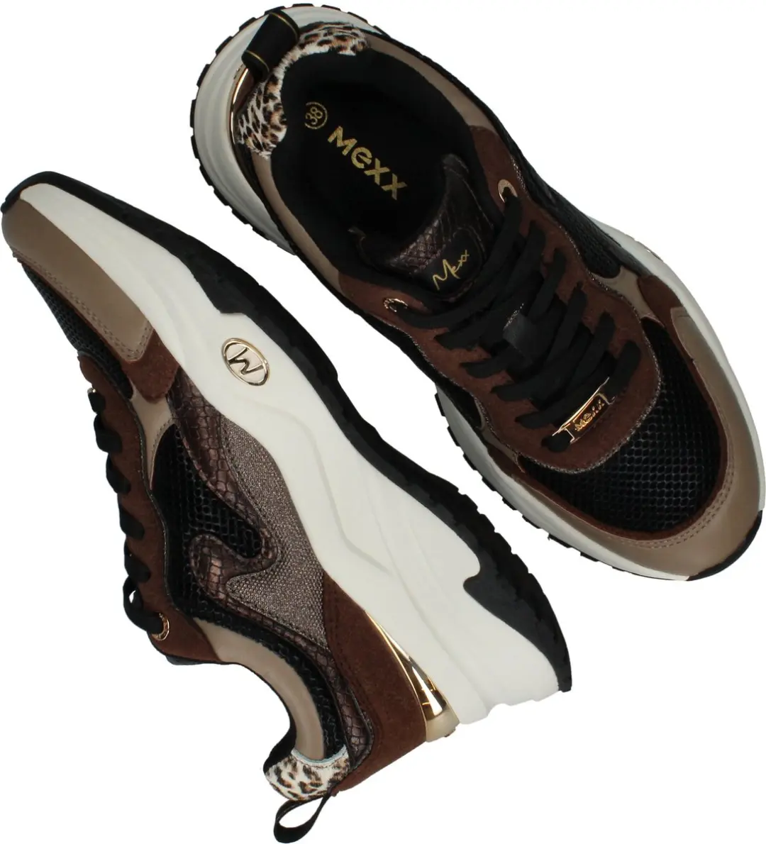 Mexx Sneaker Palma Ora - Taupe/Zwart Dames 38