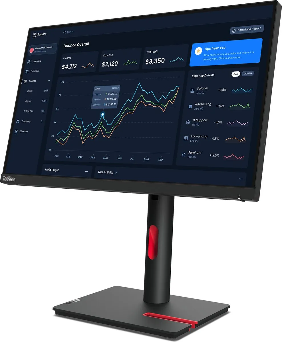 Lenovo ThinkVision T22i-30 Monitor 54,6cm - Full HD - Zwart - afbeelding 6 van 6