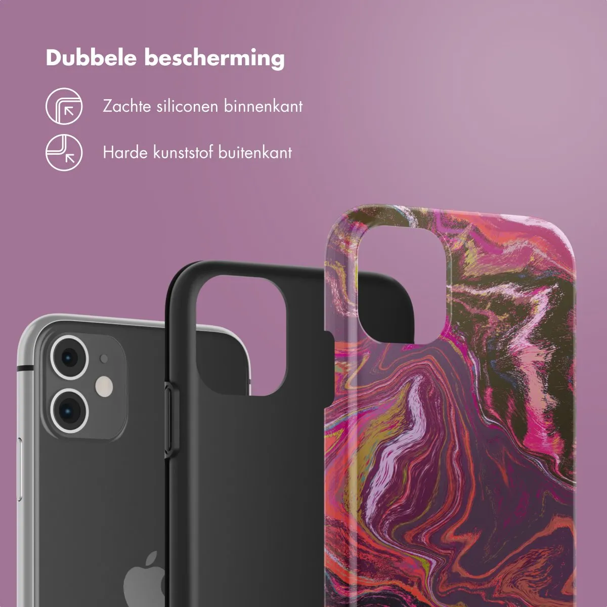 Selencia Hoesje iPhone 11 Marble Purple