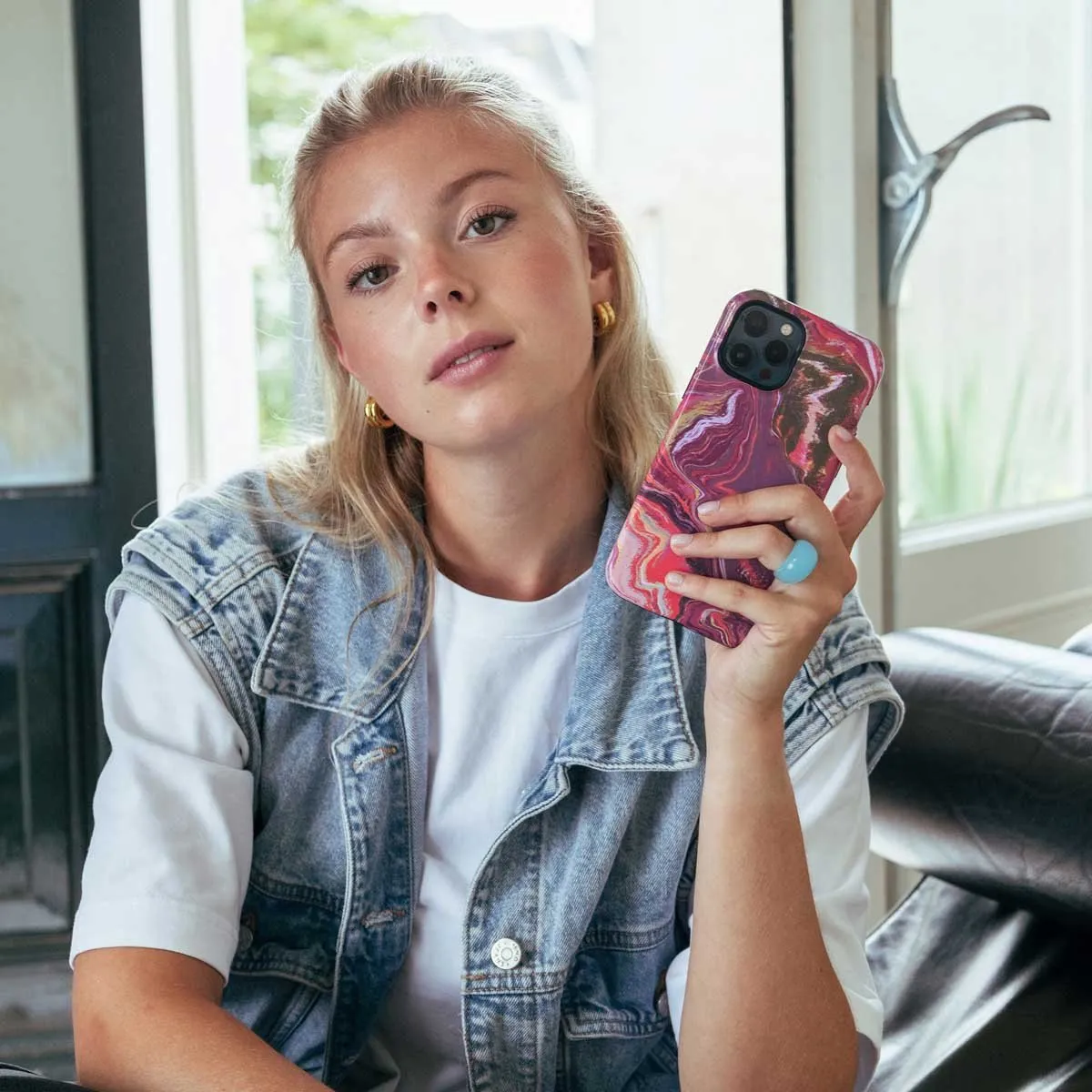Selencia Hoesje iPhone 11 Marble Purple
