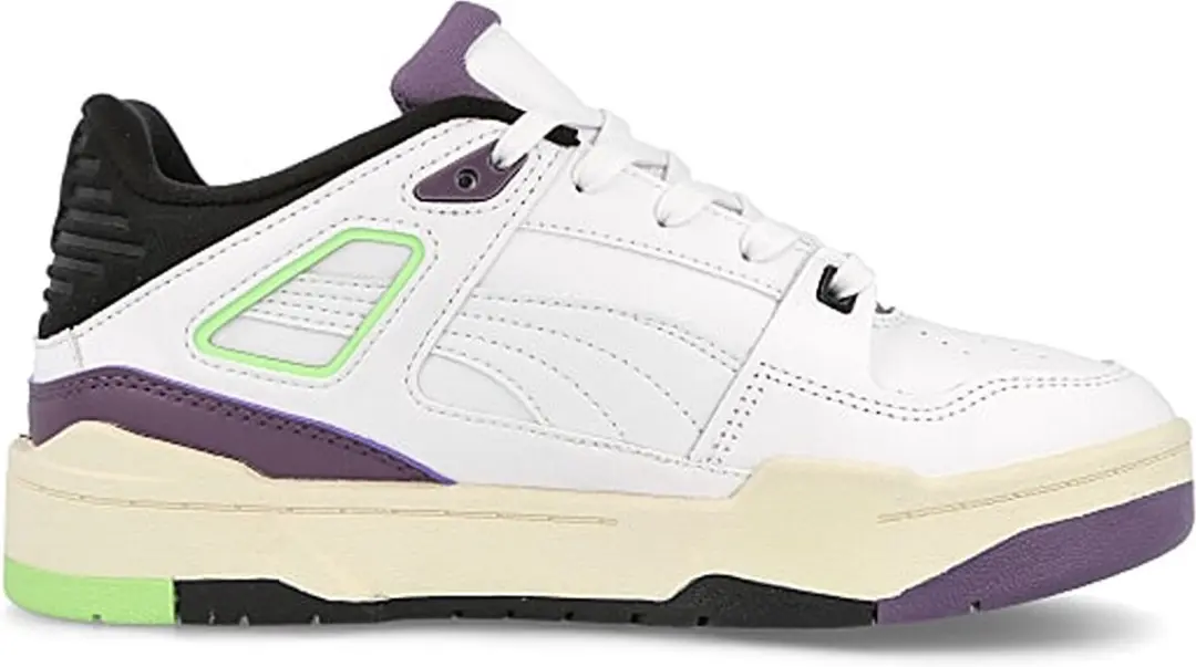 PUMA Slipstream Low Sneakers - Unisex - Wit/Zwart/Paars/Lichtgroen - afbeelding 2 van 6