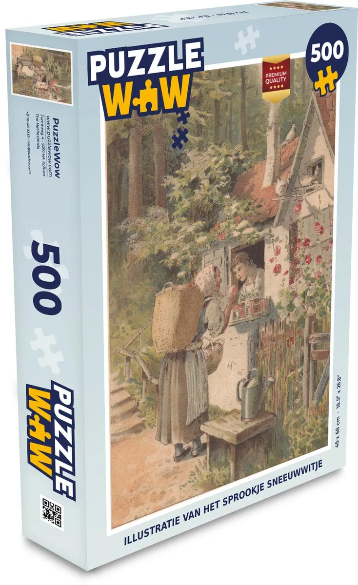 PuzzleWow Legpuzzel 500 Stuks - Illustratie Vrouw Huisje Bos - Multicolor