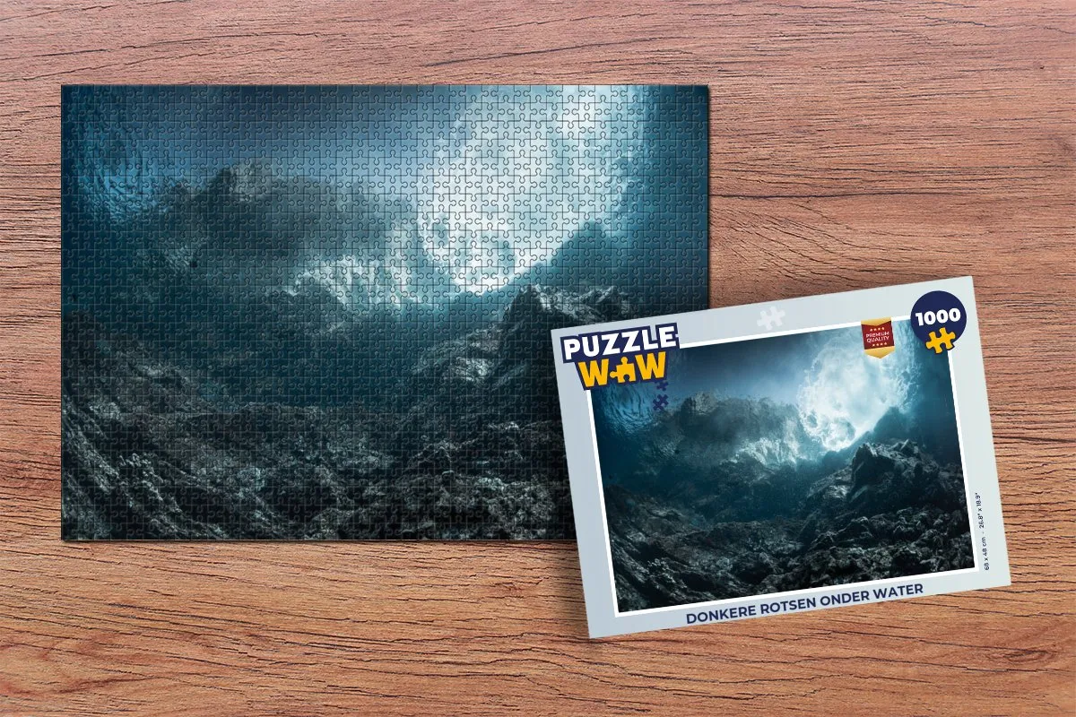 PuzzleWow Legpuzzel Donkere rotsen onder water 1000 Stuks - Multicolor