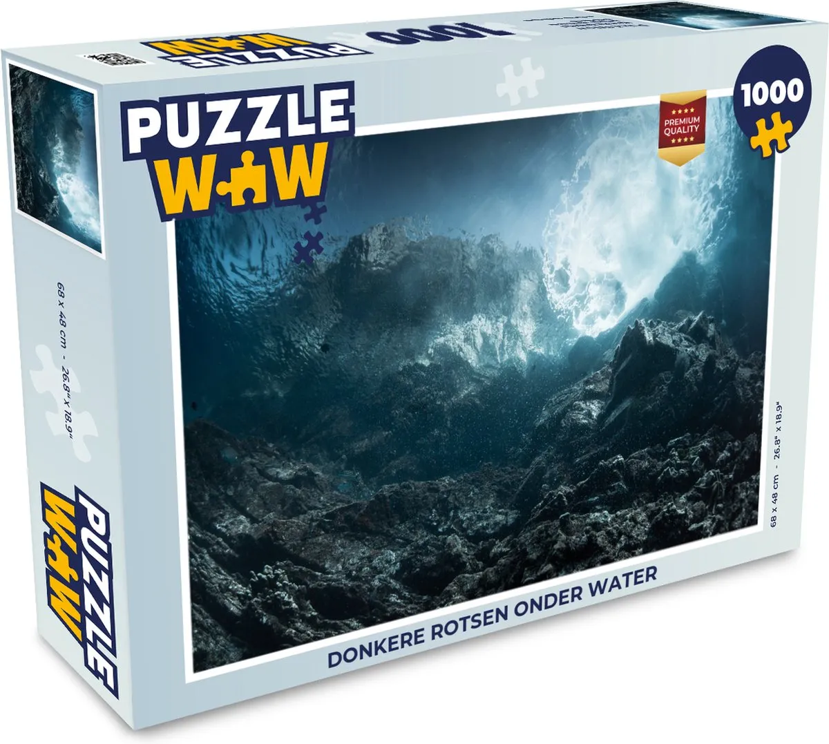 PuzzleWow Legpuzzel Donkere rotsen onder water 1000 Stuks - Multicolor