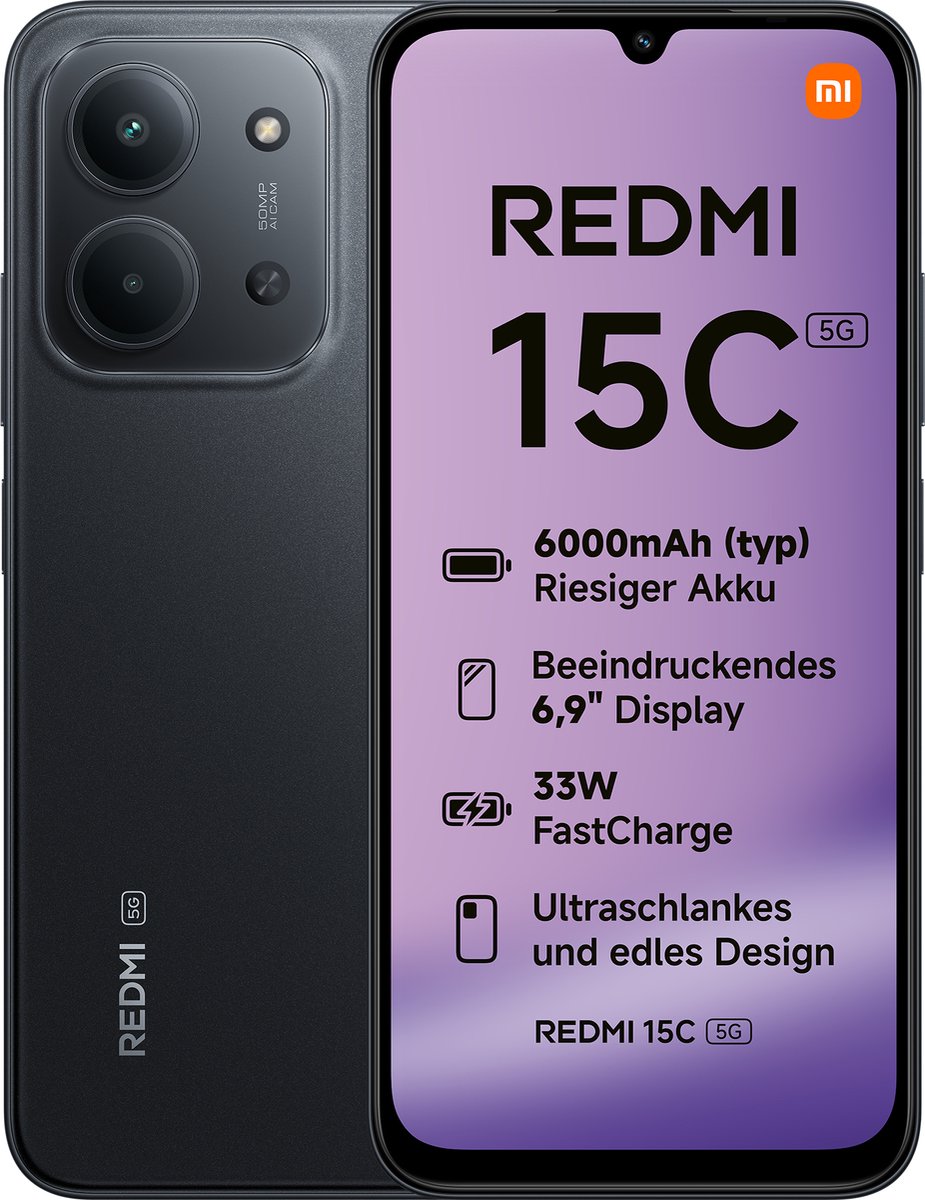 Xiaomi Redmi 15C - 5G - 4GB/128GB - Zwart