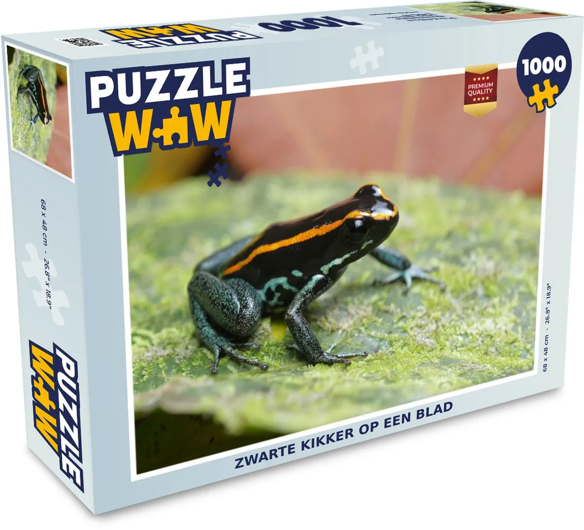 PuzzleWow Legpuzzel 1000 Stuks - Zwarte Kikker op een Blad