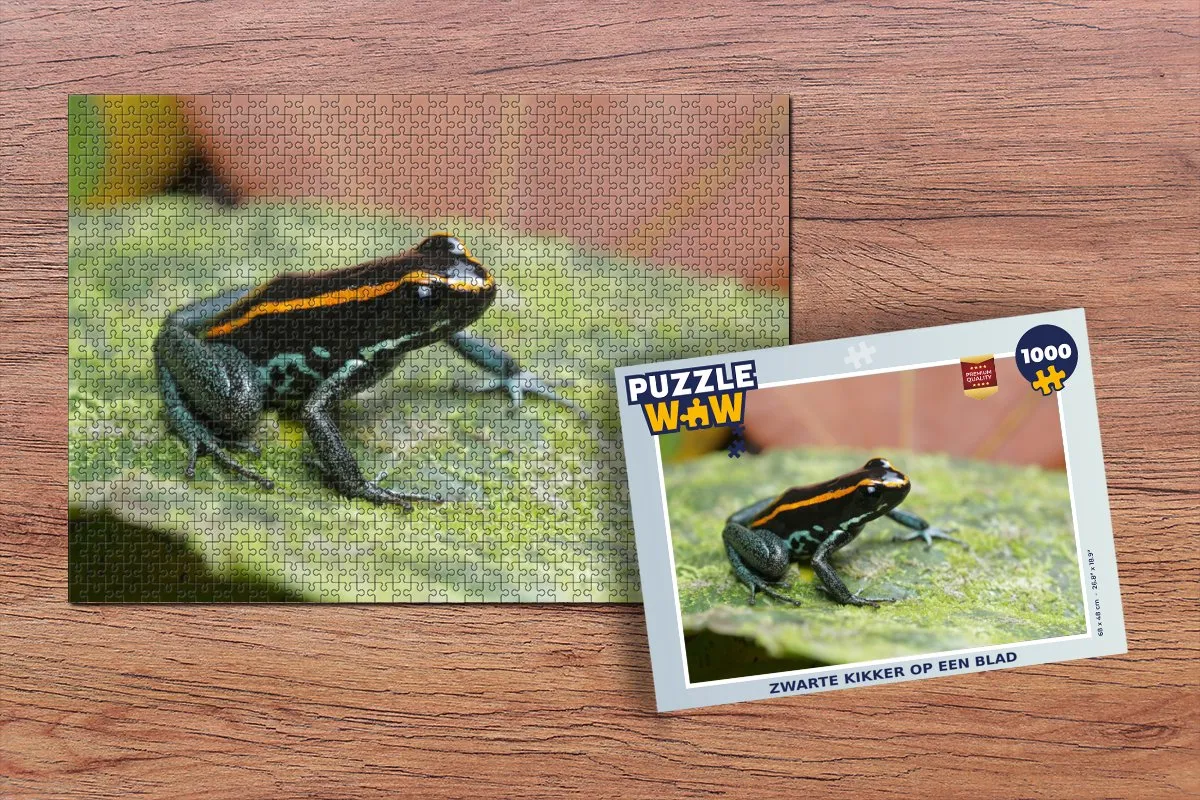 PuzzleWow Legpuzzel 1000 Stuks - Zwarte Kikker op een Blad
