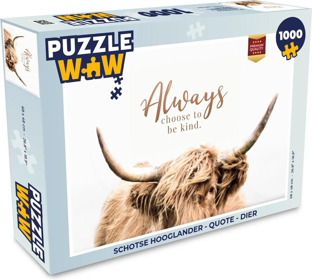 PuzzleWow Schotse Hooglander Quote Legpuzzel 1000 Stuks - Multicolor