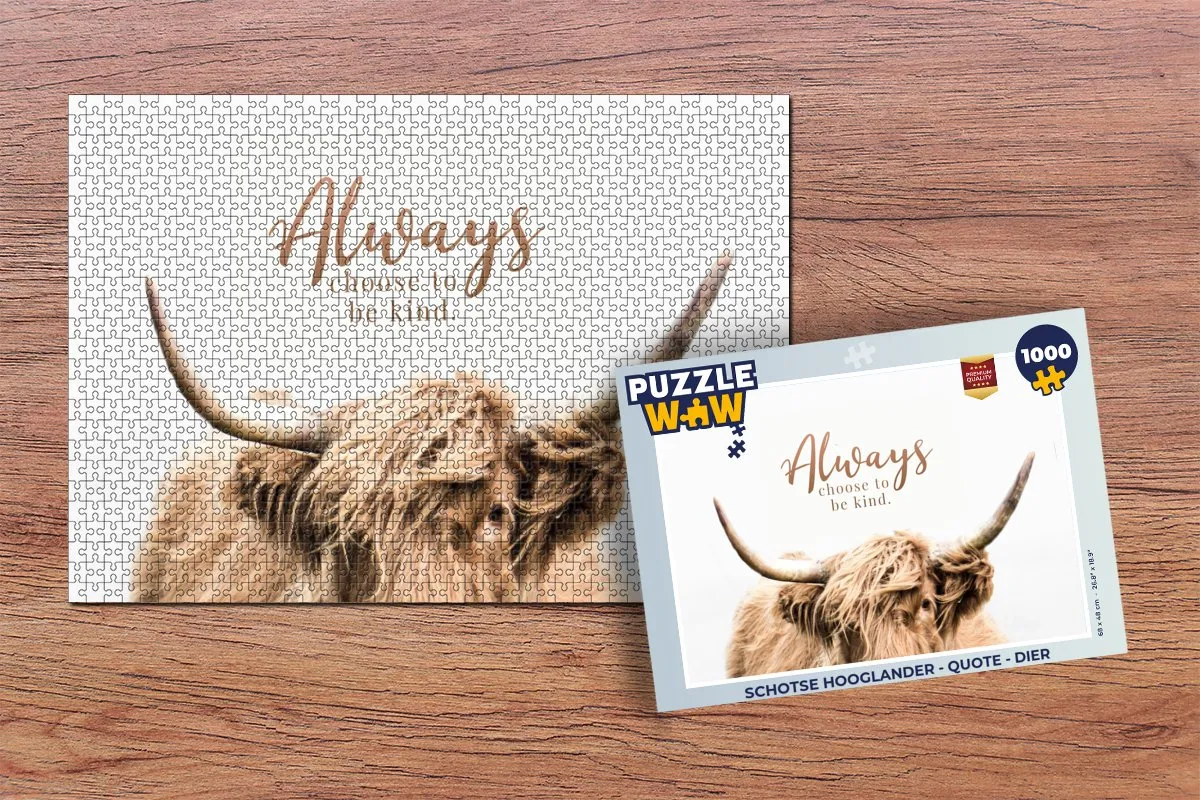 PuzzleWow Schotse Hooglander Quote Legpuzzel 1000 Stuks - Multicolor