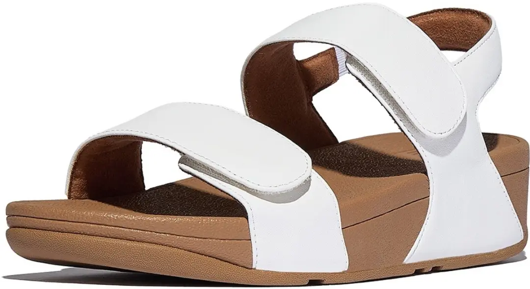 Fitflop Sandaal Lulu Adjustable Leather Black-Strap Sandals Urban White
