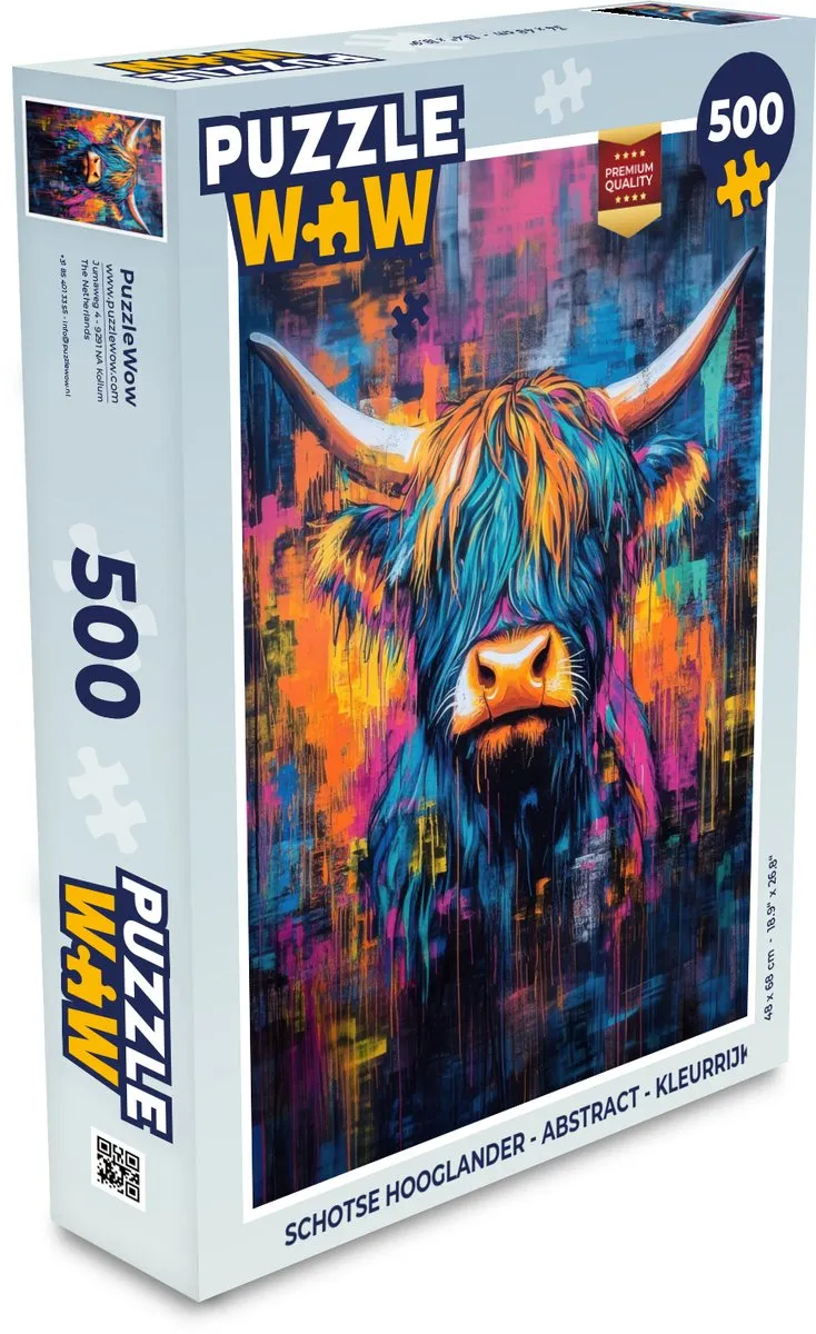 PuzzleWow Schotse Hooglander Abstract Legpuzzel 500 Stuks