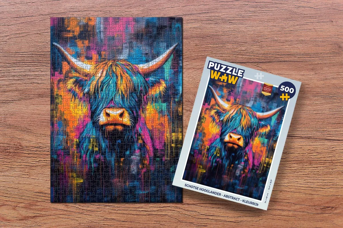 PuzzleWow Schotse Hooglander Abstract Legpuzzel 500 Stuks