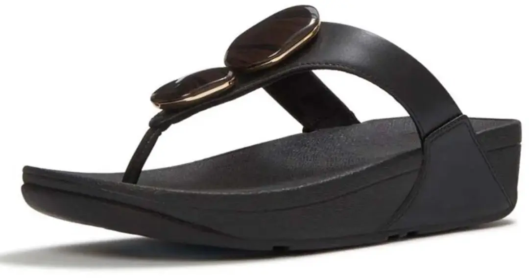 FitFlop Lulu Marbled Stone Toe-post Slippers - Zwart 42 - afbeelding 6 van 6