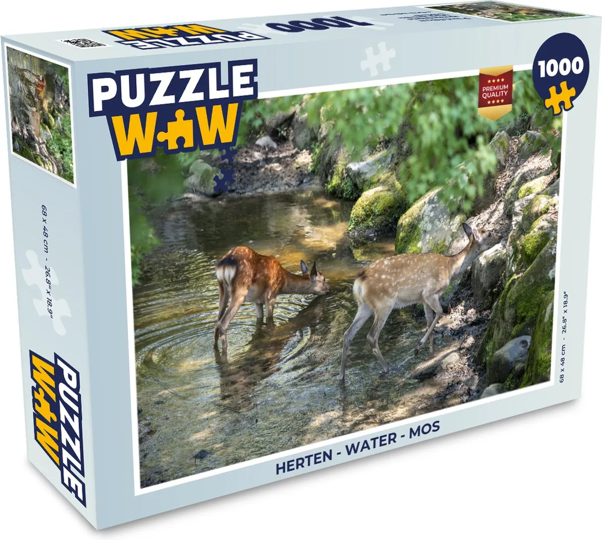 PuzzleWow Herten Water Mos Legpuzzel 1000 Stuks - Multicolor