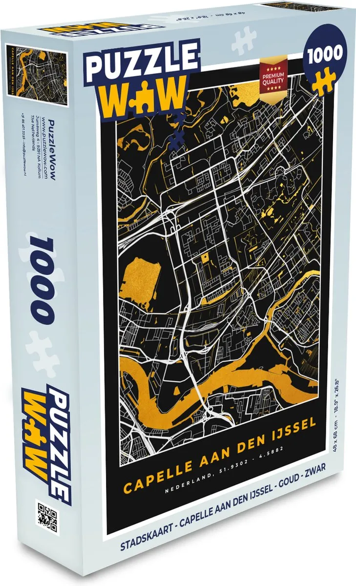 PuzzleWow Stadskaart Capelle aan den IJssel Legpuzzel 1000 Stuks - Multicolor