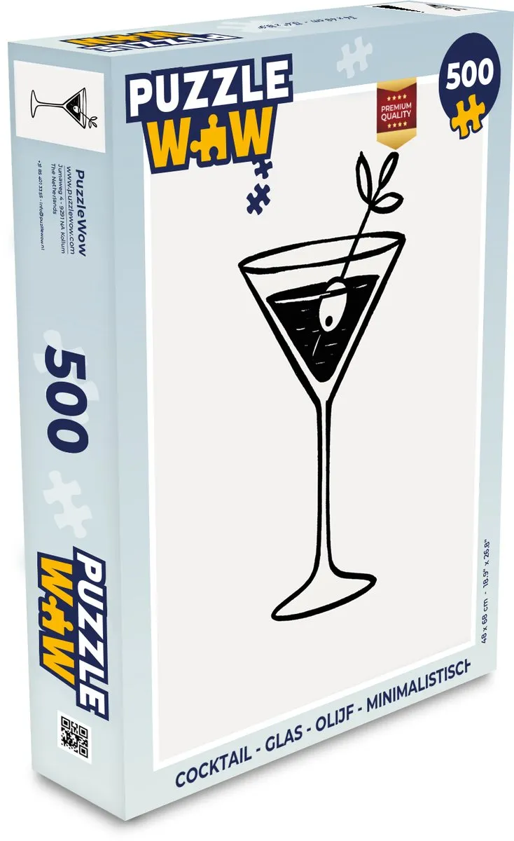 PuzzleWow Cocktail Glas Minimalistisch Legpuzzel 500 Stuks - MPN 8721374601915