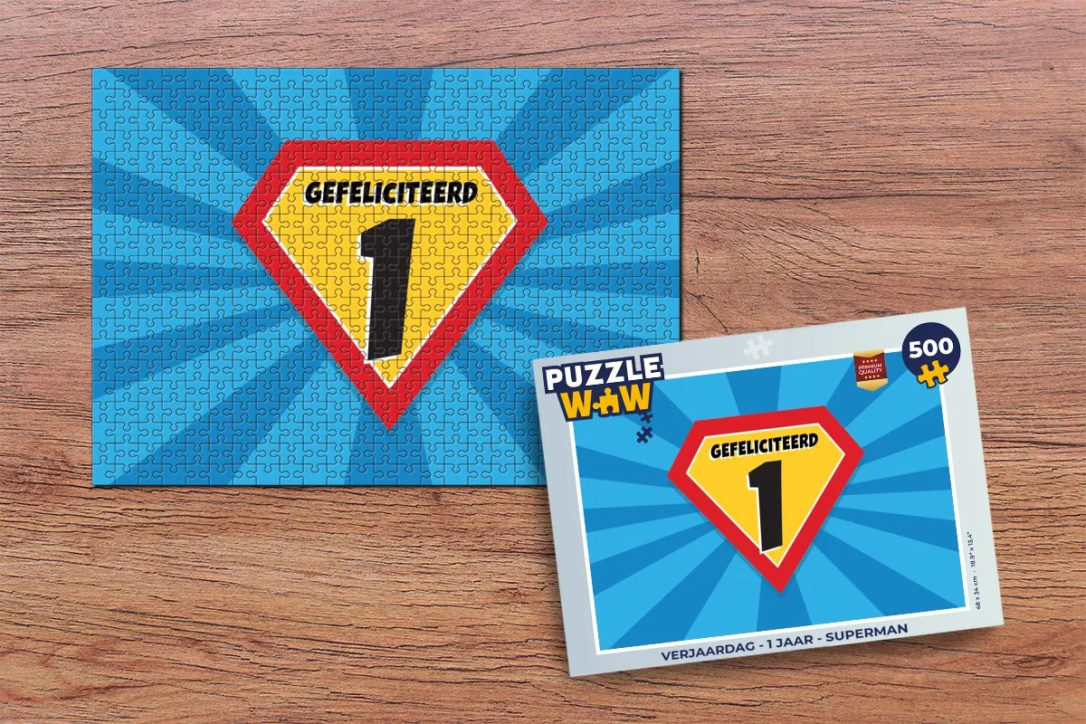 PuzzleWow Superman Verjaardag Legpuzzel 500 Stuks - Multicolor