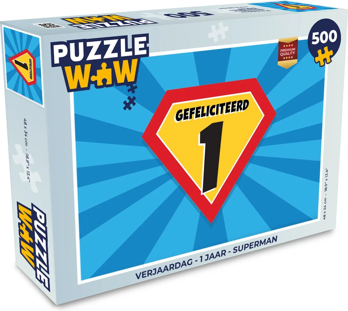 PuzzleWow Superman Verjaardag Legpuzzel 500 Stuks - Multicolor