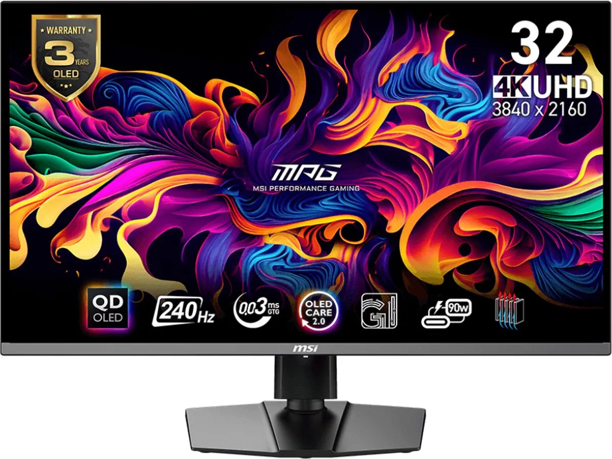 MSI MPG 321URX QD-OLED Gaming Monitor 4K 240Hz - 32" - USB-C 90W