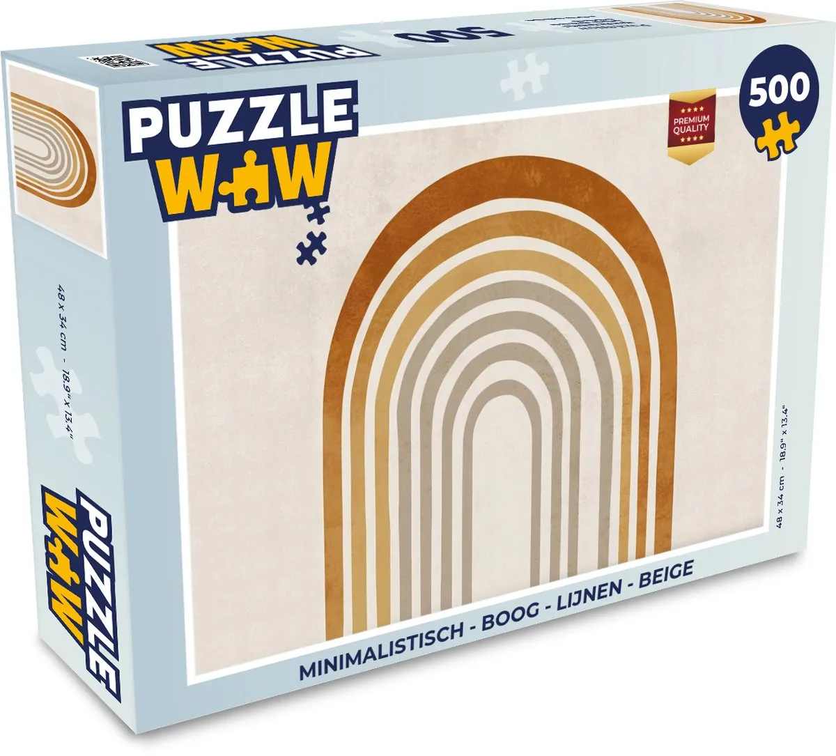 PuzzleWow Minimalistisch Boog Lijnen Puzzel 500 Stuks - Beige