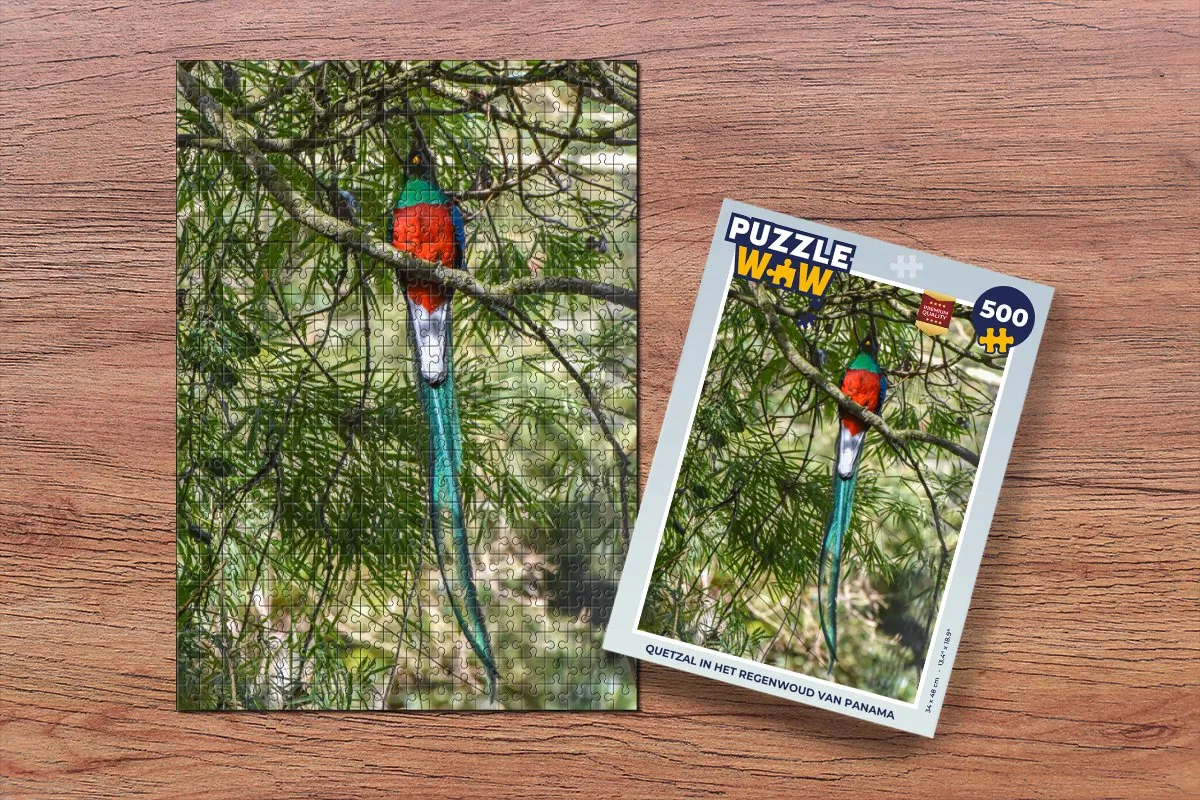 PuzzleWow Quetzal Regenwoud Panama Legpuzzel 500 Stuks - Multicolor