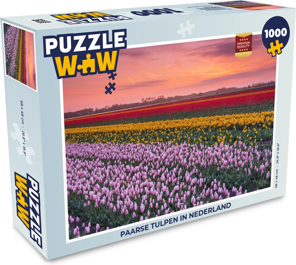 PuzzleWow Legpuzzel Paarse tulpen in Nederland 1000 Stuks - Multicolor